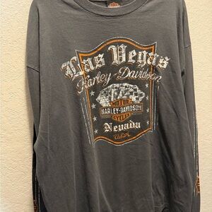 Harley-Davidson Charcoal Long Sleeve Tee with Orange Accents Size 2XL